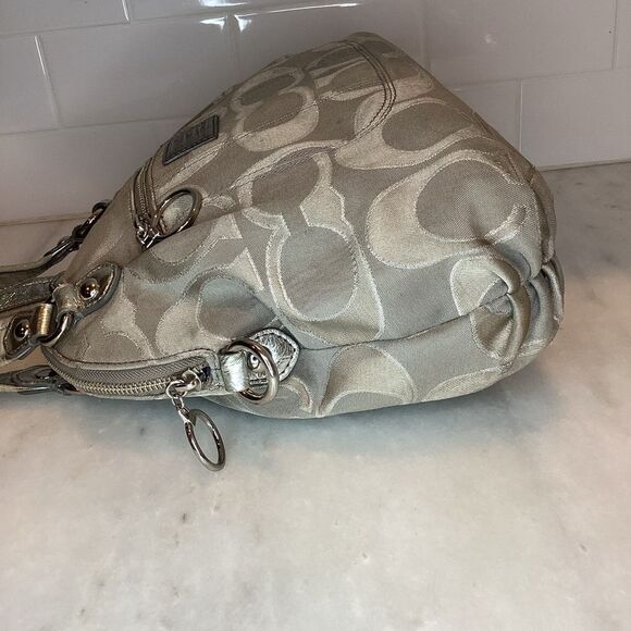 Coach Tan Signature Lurex Logo Satchel - Picture 7 of 14